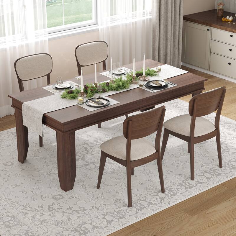 Farmhouse Dining Table for 6-8 People, 71 in Long Kitchen Tables with Wooden Sturdy Frame