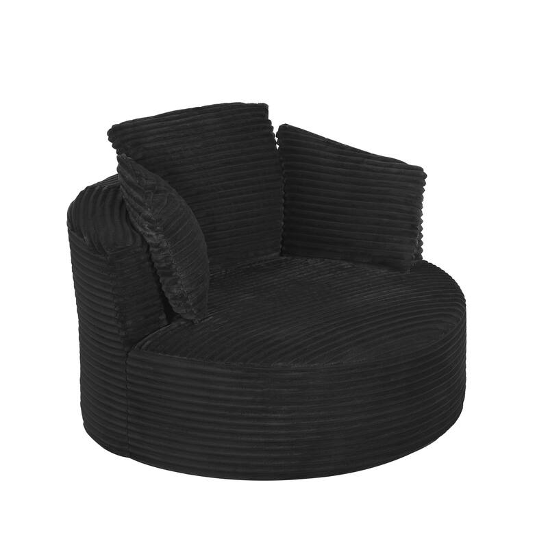Deep Seat Barrel Chair Corduroy Single Sofa Armchair Round Accent Chair
