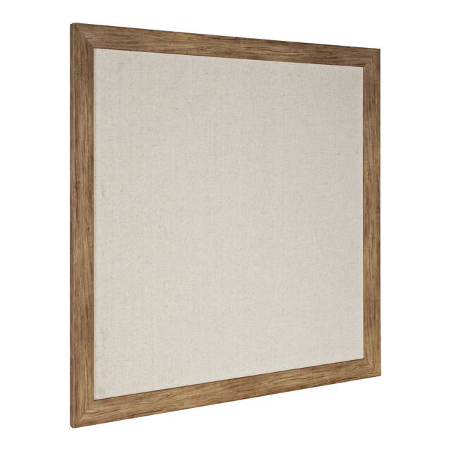 DesignOvation Beatrice Framed Linen Fabric Pinboard - 31x31 - Rustic Brown