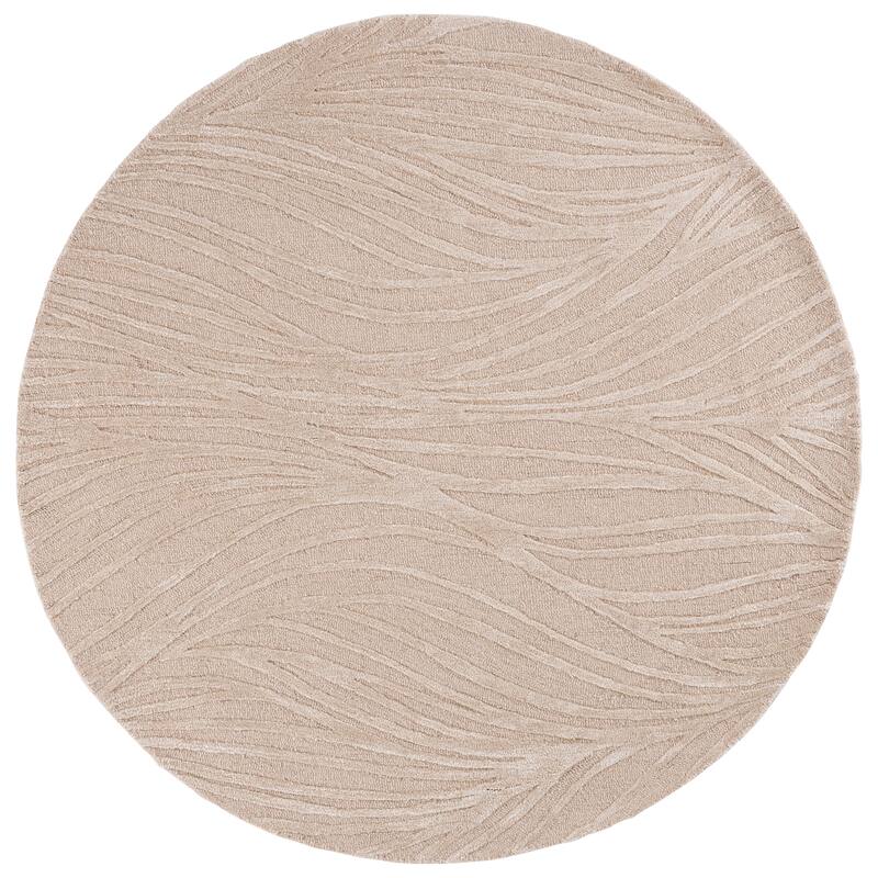 SAFAVIEH Handmade Glamour Fortunata Contemporary Wool Rug - 6' Round - Beige/Ivory