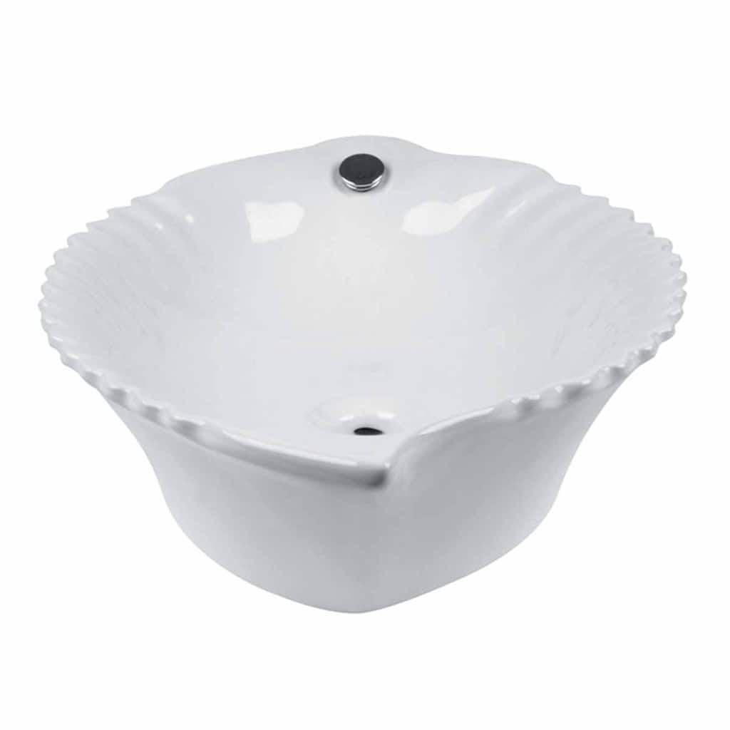 Bathroom Vessel Sink White China Leaf Shape