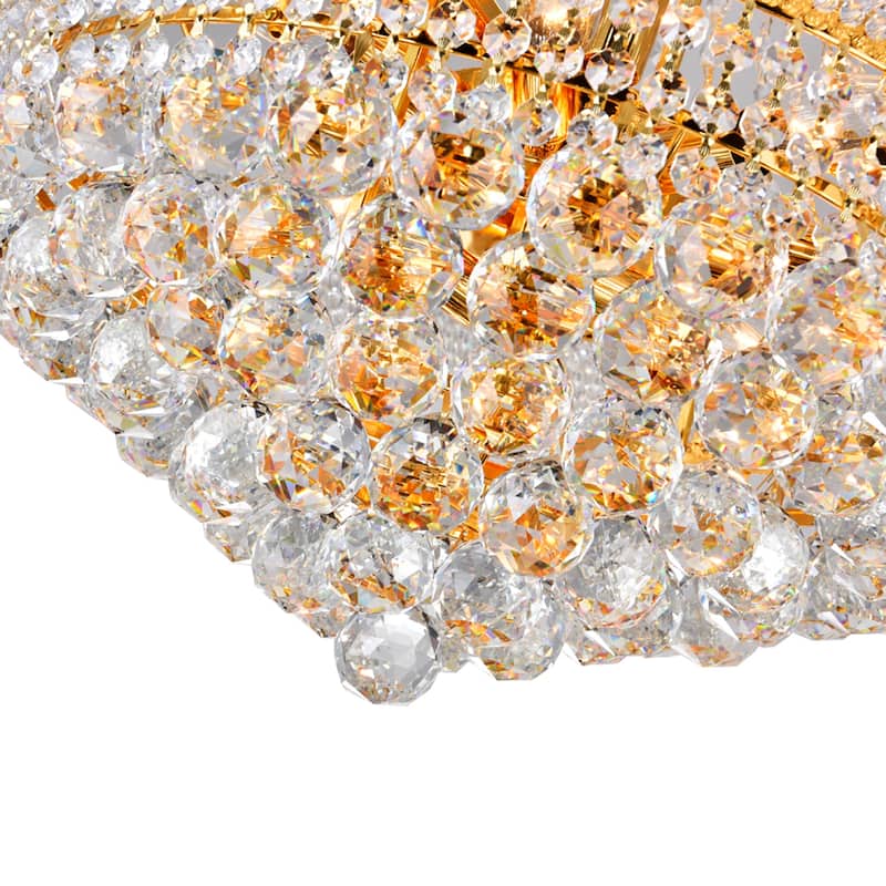 Empire 14 Light 20in Gold Down Chandelier with Crystals
