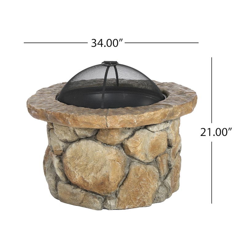 Micah Outdoor Natural Cement Lightweight Concrete Wood Burning Fire Pit by Christopher Knight Home
