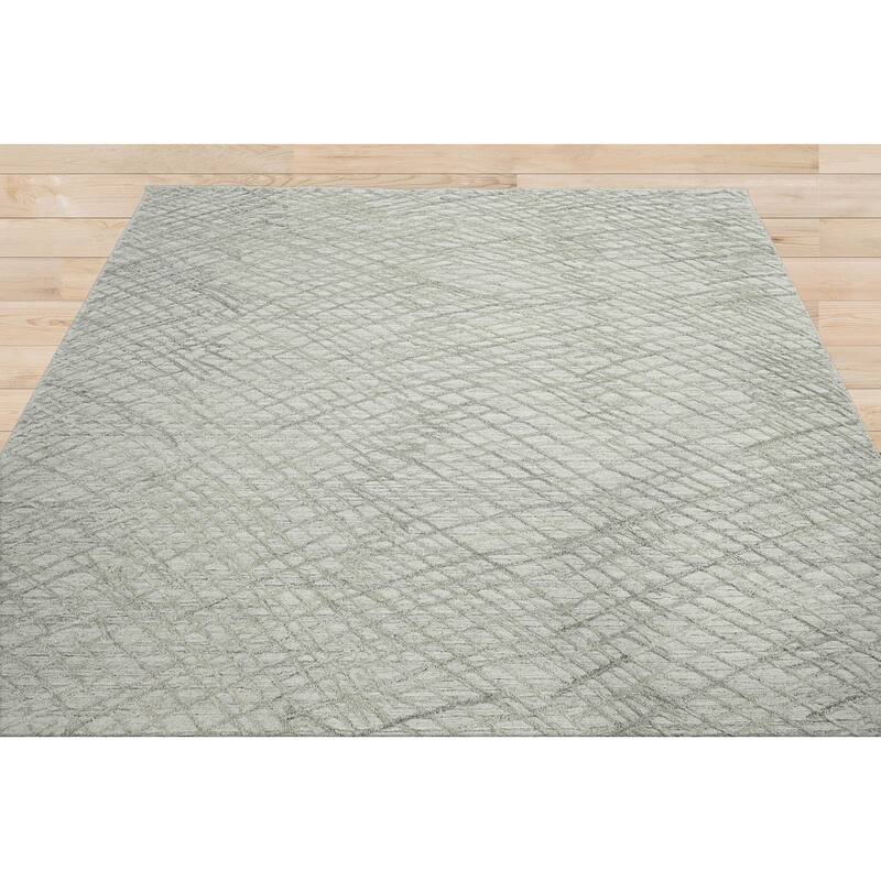 Hand Knotted Textured Gray Tibetan 100% Wool Modern Oriental Area Rug - 8' 1'' x 10'
