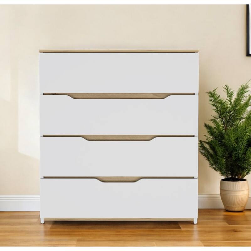 31" Brown and White Four Drawer Standard Chest - Brown and White - Brown and White