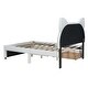preview thumbnail 23 of 44, Twin/Full Size Upholstered Platform Bed with Cartoon Ears Shaped Headboard and 2 Drawers