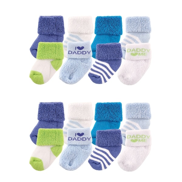 slide 1 of 1, Luvable Friends Baby Cotton Rich Terry Socks 16-Pack, Blue Daddy 0-6 Months - Blue Daddy