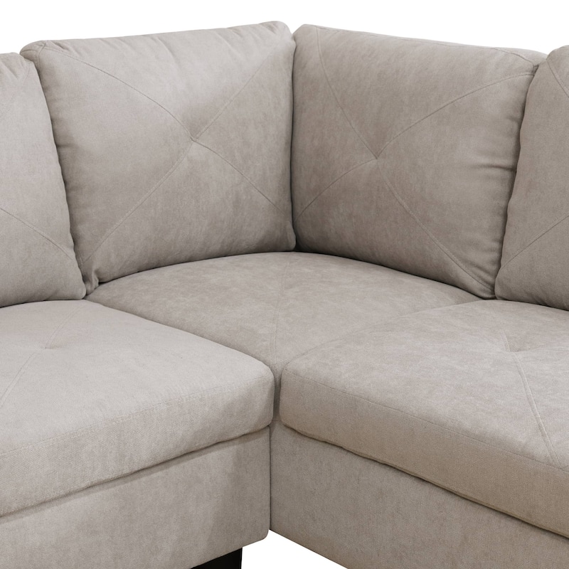 Off-White Flannelette 3-Piece Living Room Sofa Set