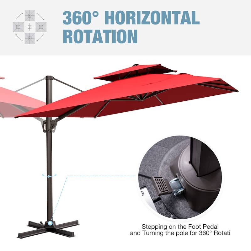 VredHom 9x11 FT Outdoor Double Top Cantilever Offset Patio Umbrella