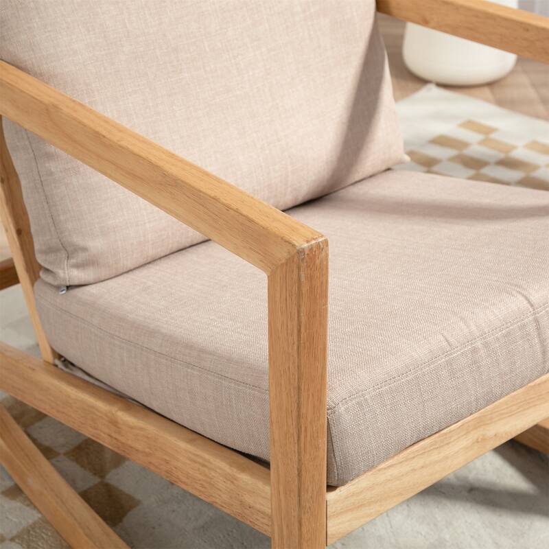 Upholstered Accent Glider Chair with Rubberwood Frame