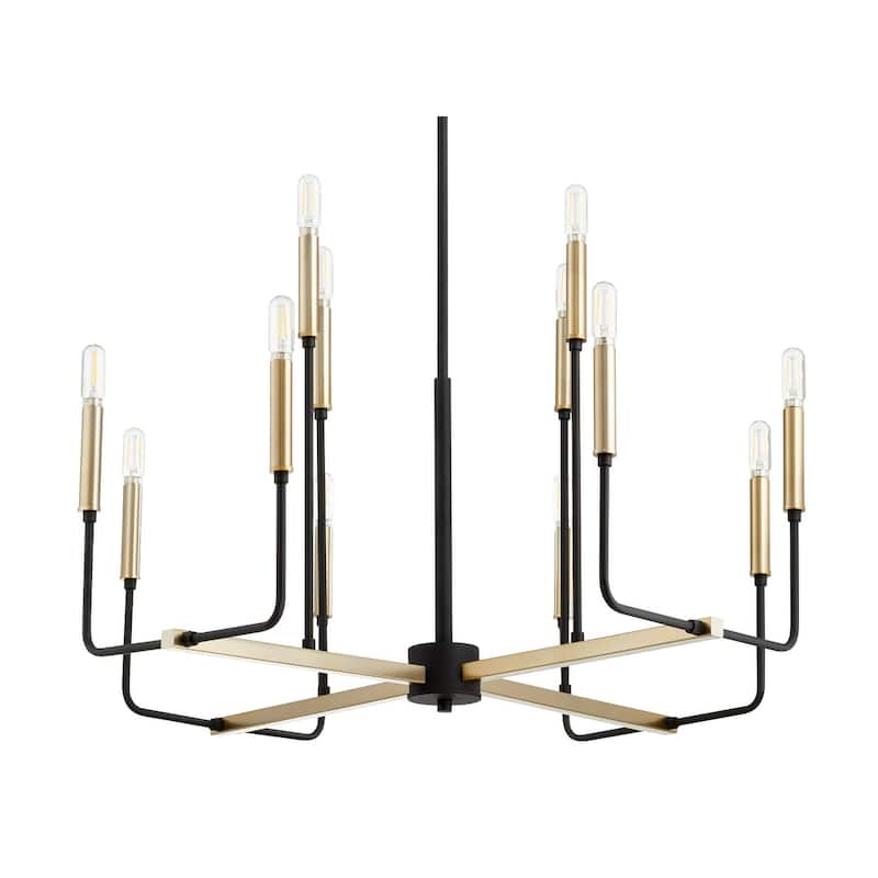 Quorum International Lacy 12 Light 30" Wide Chandelier - Noir / Aged Brass