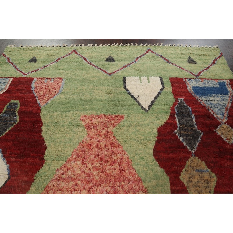 Tribal Moroccan Oriental Wool Area Rug Hand-knotted Living Room Carpet - 9'0" x 12'5"