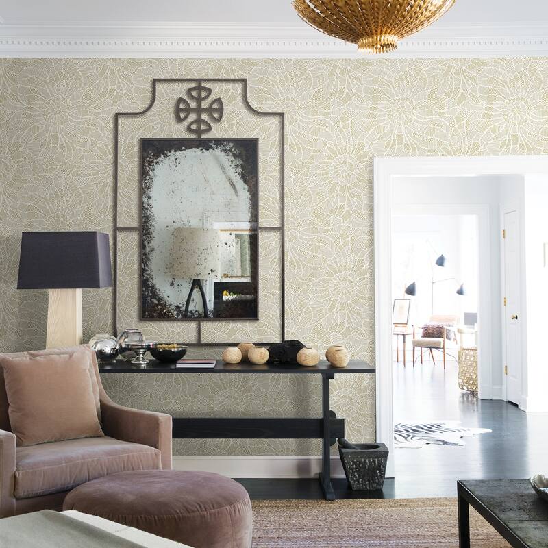 A-Street Prints Daydream Honey Abstract Floral Wallpaper