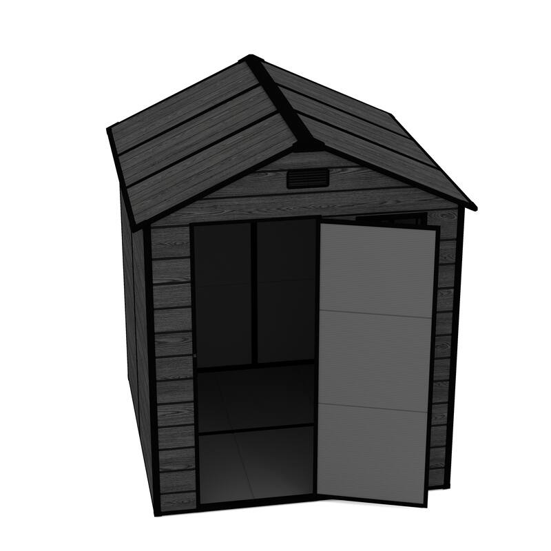 6*6ft Resin Storage Shed, High Quality Pp Material, Waterproof, Rust And Uv Proof, Large Storage Space, 12mm Thick Pp Board