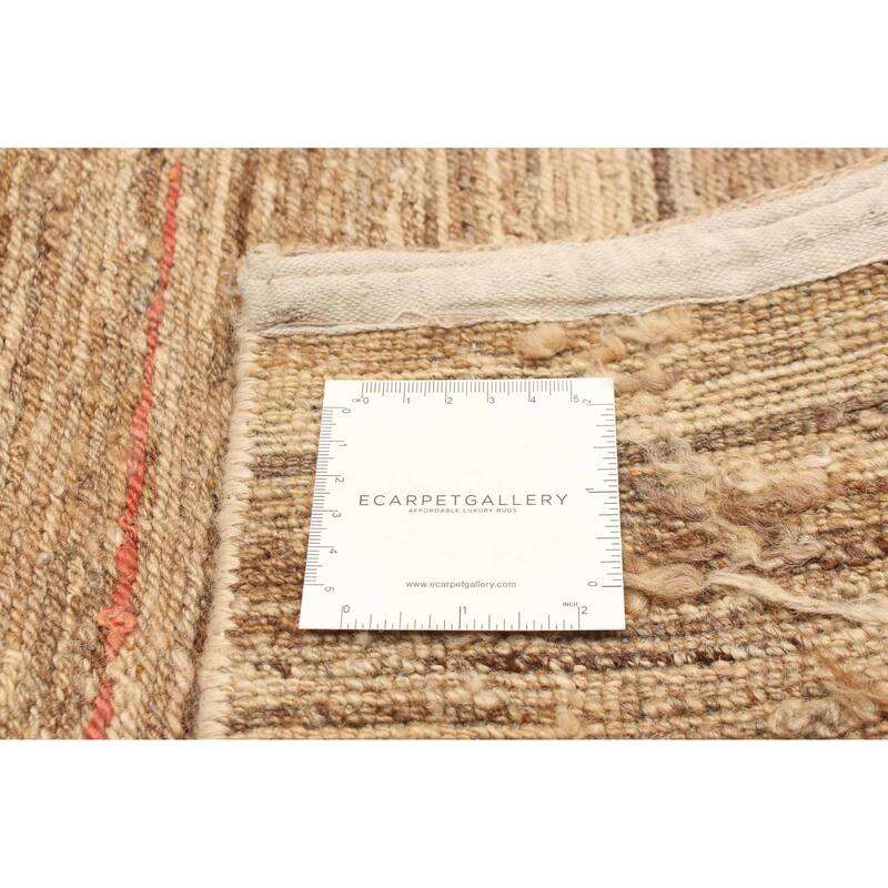 ECARPETGALLERY Flat-Weave Natural Tan Wool Tapestry Kilim - 5'9 x 6'4