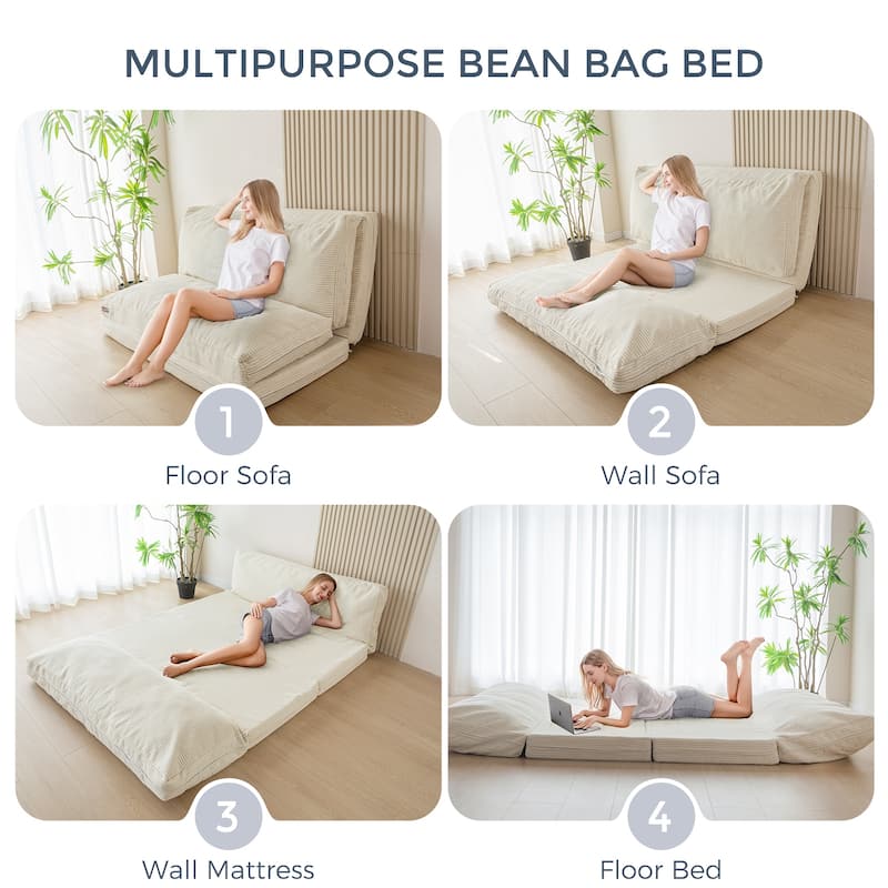 Corduroy Bean Bag Folding Sofa Bed