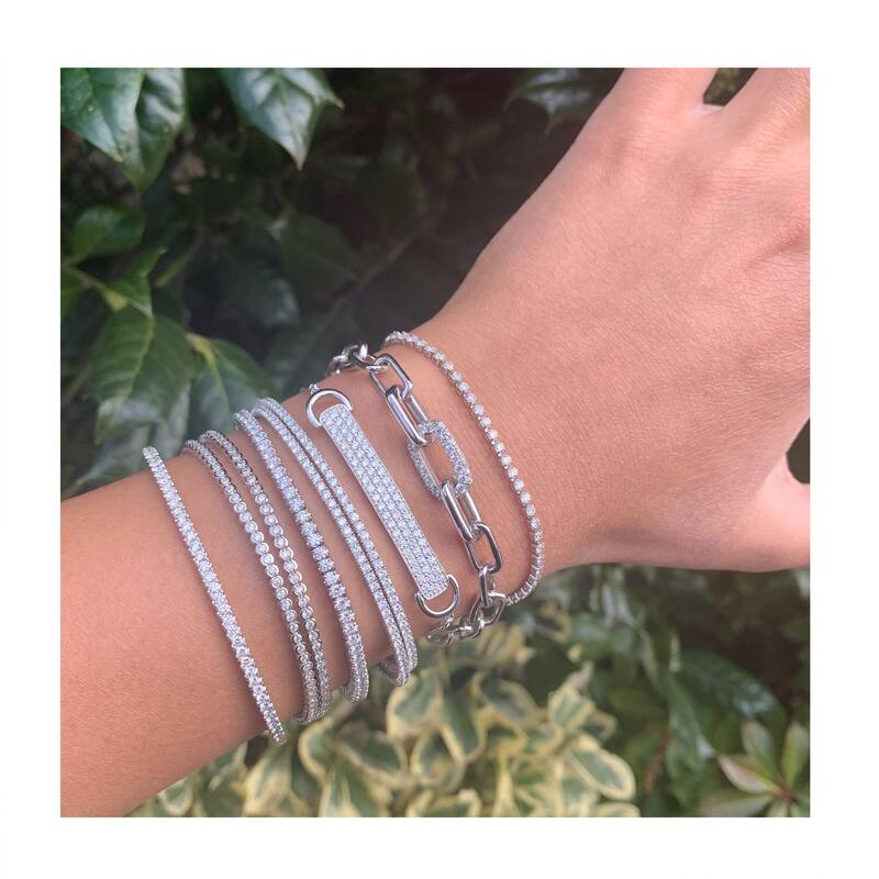 Joelle Collection Diamond Link Bracelet 14K White Gold 1 1/5 CT TDW Diamond Link Bracelet