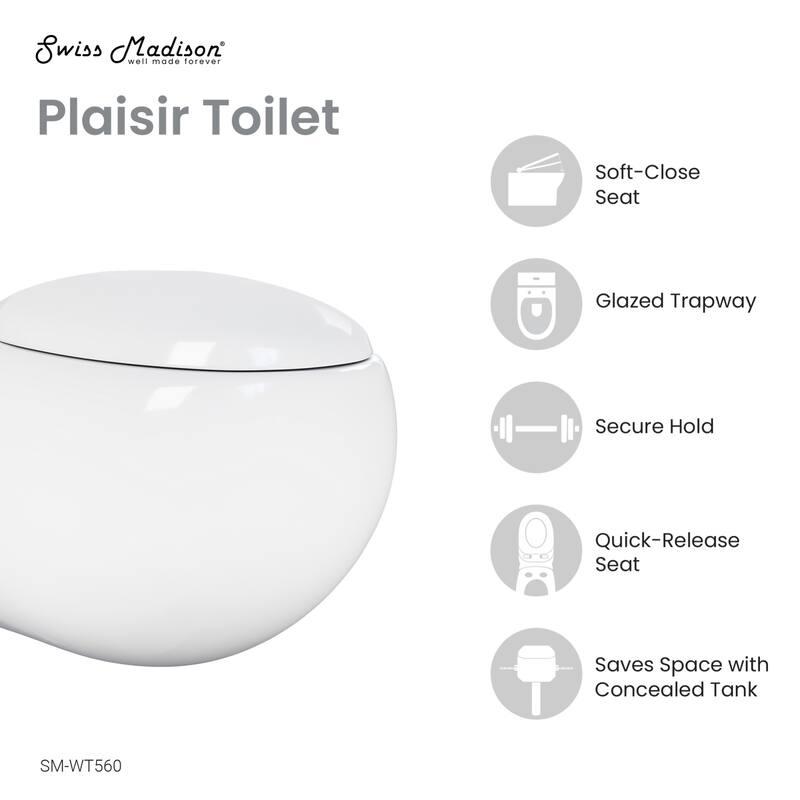 Swiss Madison SM-WT560 Plaisir Round Toilet Bowl Only - Seat Included