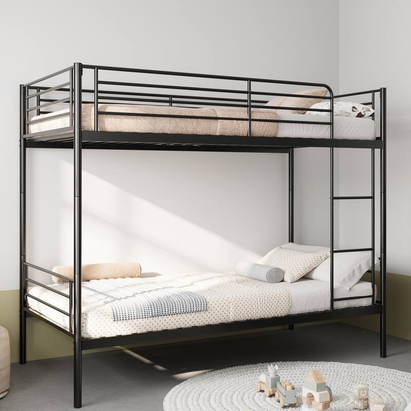Convertible Twin Over Twin Metal Bunk Bed for Kids Room or Dorm