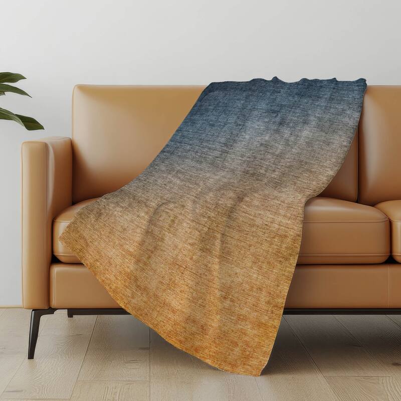 Premium Machine Washable Solid Ombre Sherpa Throw Blanket