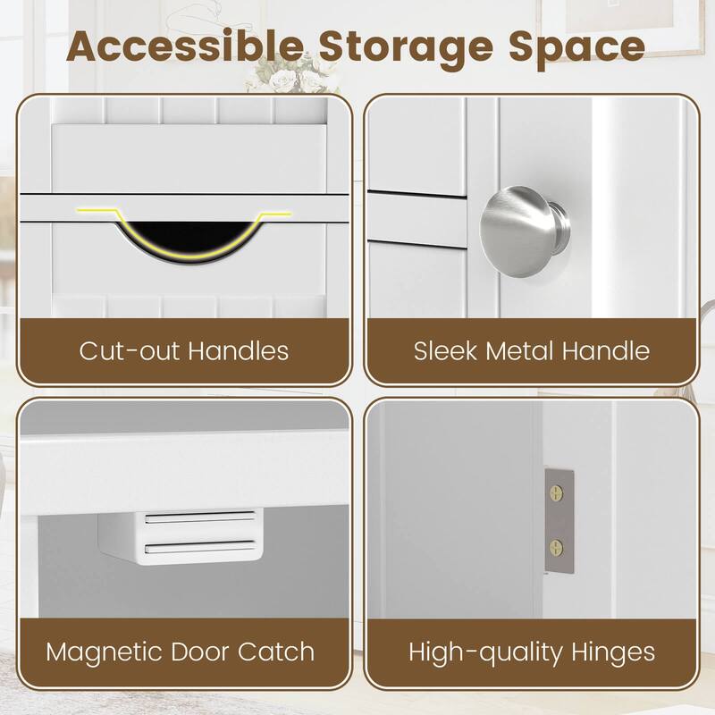 Costway Wooden 4 Drawer Bathroom Floor Cabinet Storage Cupboard 2