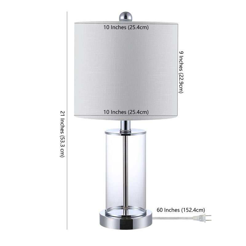 Cabell 21" Glass Modern Contemporary USB Charging LED Table Lamp, Oil Rubbed Bronze (Set of 2) by JONATHAN Y