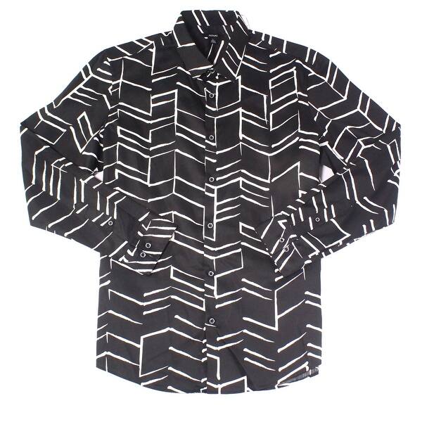 Shop Alfani Black White Mens Size Xl Chevron Arrow Button Down