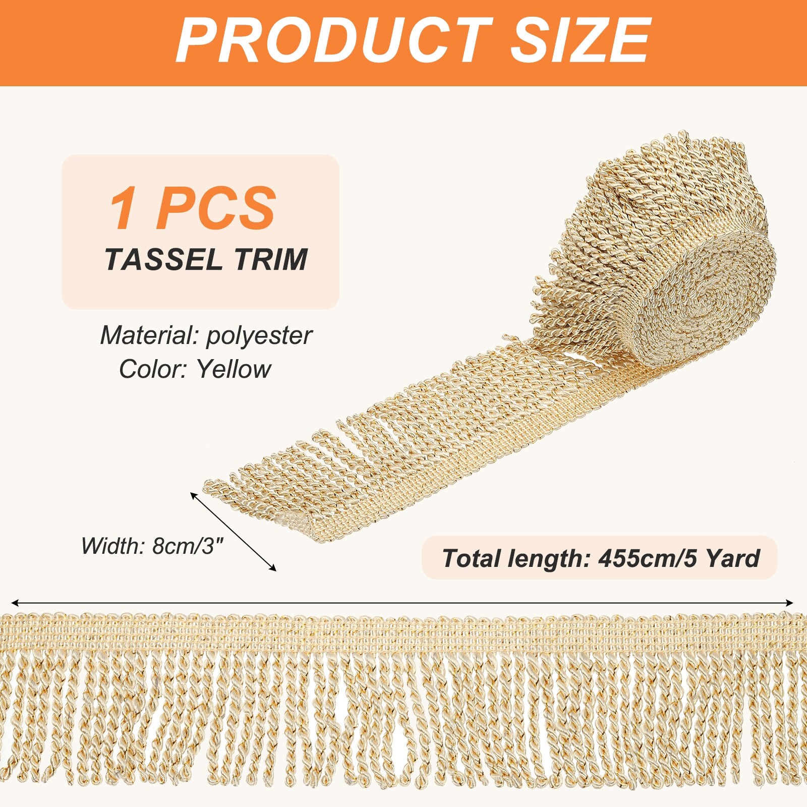 Curtain Fringe Trim, Fabric Trims Embellishments Fringes for Sewing DIY Crafts Curtain Cushions Lamp Shades Sofa Clothes