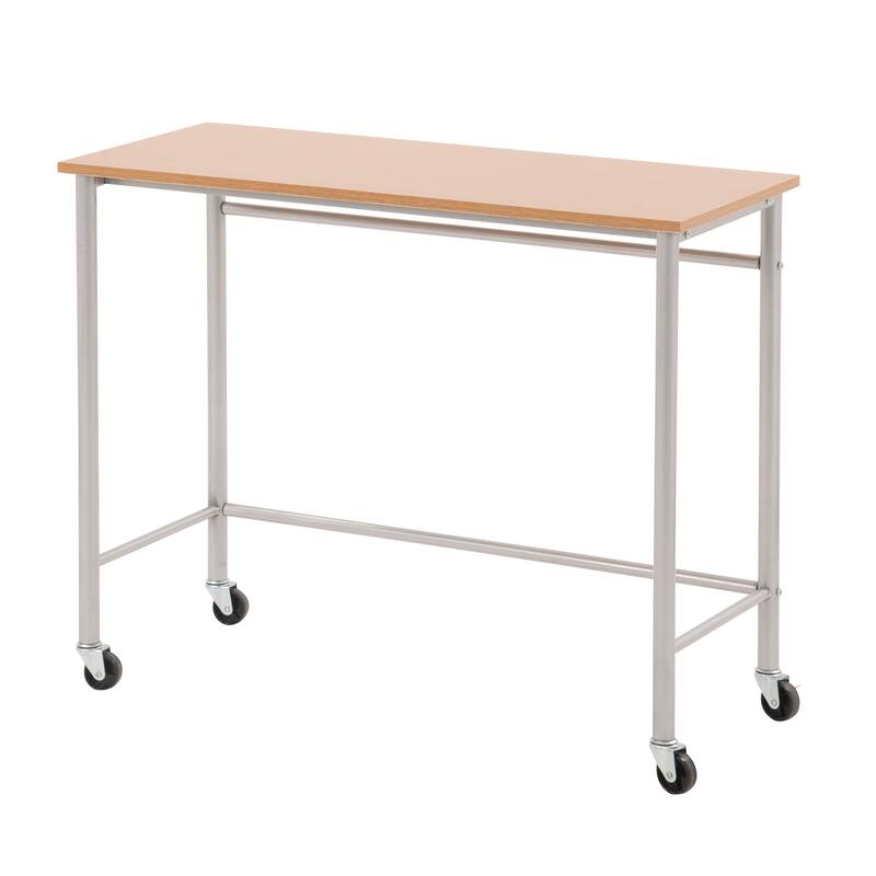 Twin Size Metal Loft Bed with Desk and Shelves