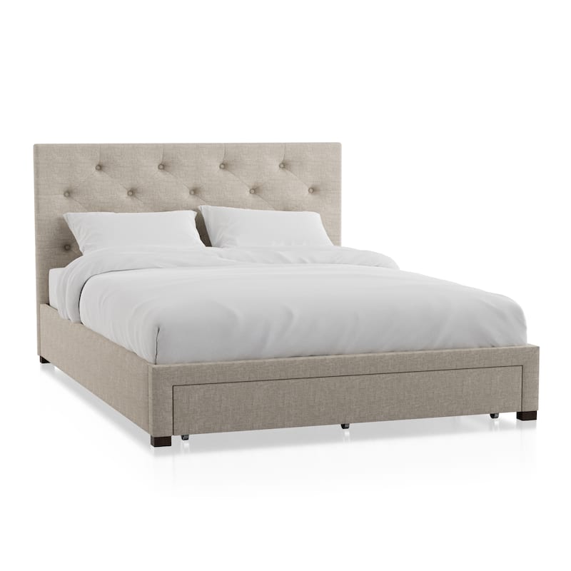 Furniture of America Malaer Modern Button Tufted 1-drawer Platform Bed