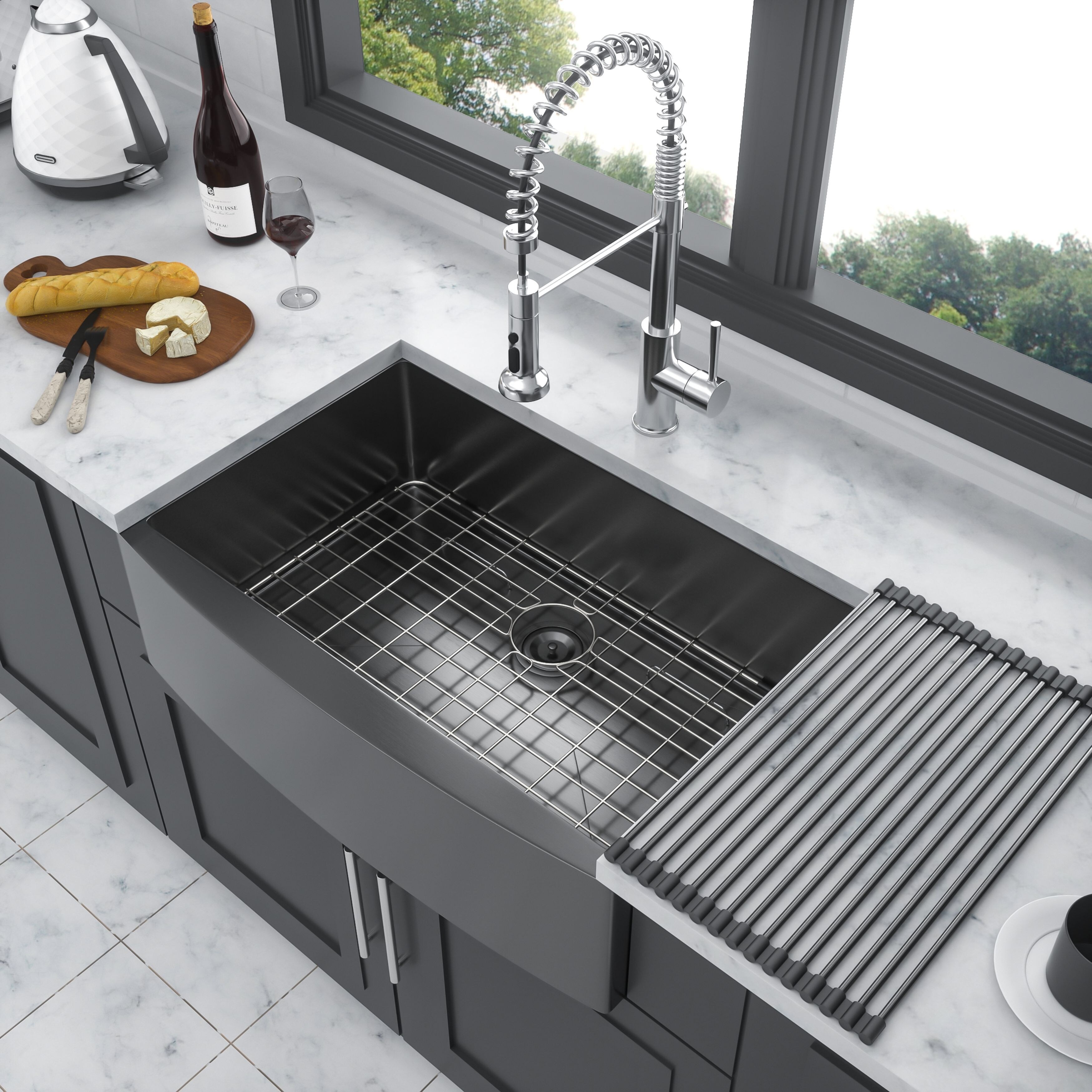 Farmhouse 30''/33''/36'' Black Kitchen Sink Stainless Steel