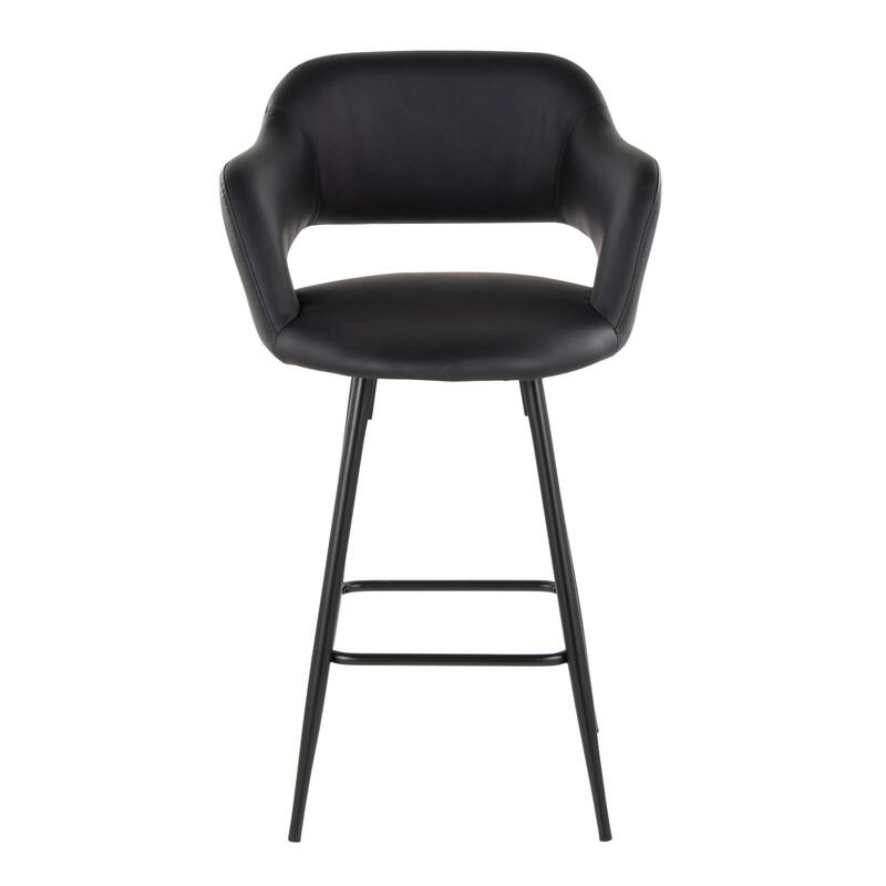 Porch & Den Vallen 26" Fixed-Height Faux Leather Counter Stool with Metal Legs & Square Footrest (Set of 2)