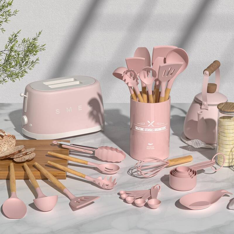 Kitchen Cooking Utensils Set, 33 pcs Non-Stick Utensils Spatula Set with Holder