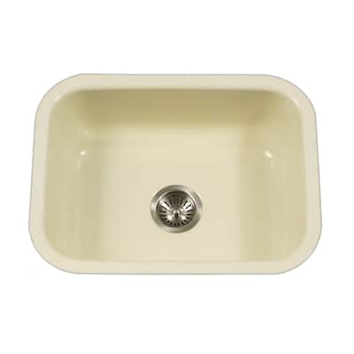 Houzer Porcela 22-3/4" Single Basin Undermount Porcelain Enameled