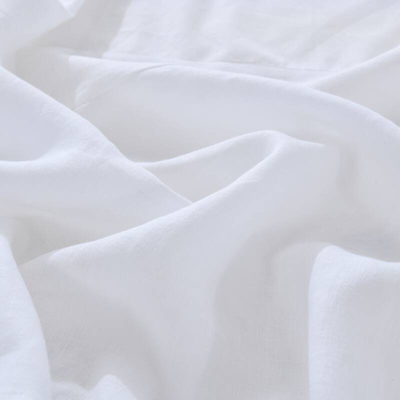 WHOLINENS Linen Bed Skirt 16 inches Drop Stone Washed Box Pleat
