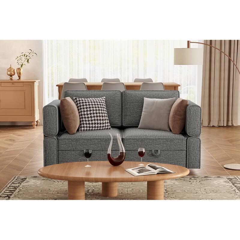 Aiden Modern Sectional Sofa with Storage Seats Upholstered Chenille Fabric