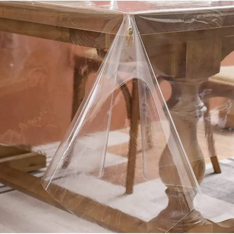 Premium 0.36mm Thick - Transparent Clear Plastic Tablecloth Protector for Dining Room Table - 54" x 120"