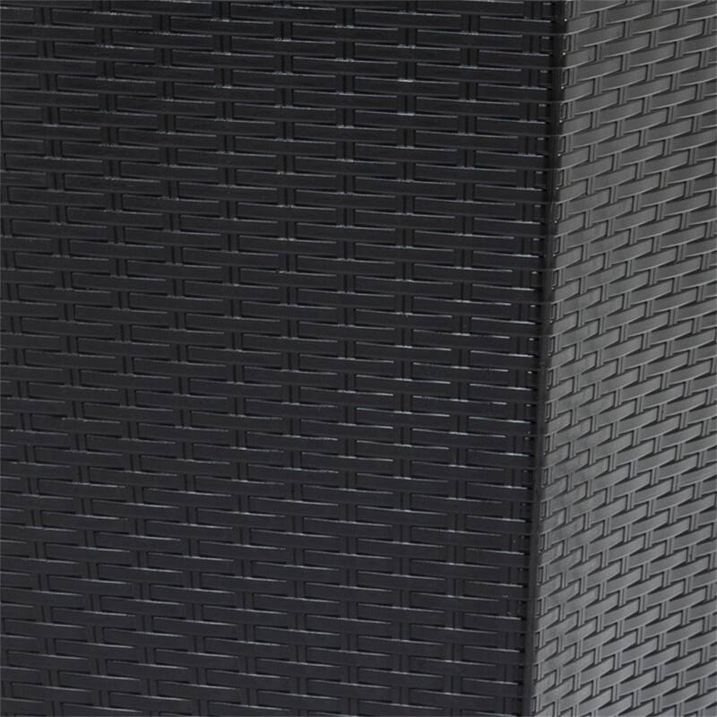 3-Piece Garden Pot Set with Drainage Hole and Rattan Design - 14.25" L x 14.25" W x 24" H