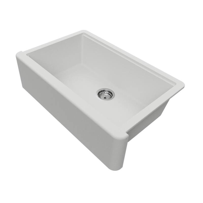 Self-Trimming Quartz Composite 33" Farmhouse Single Bowl Kitchen Sink - Pearl-White