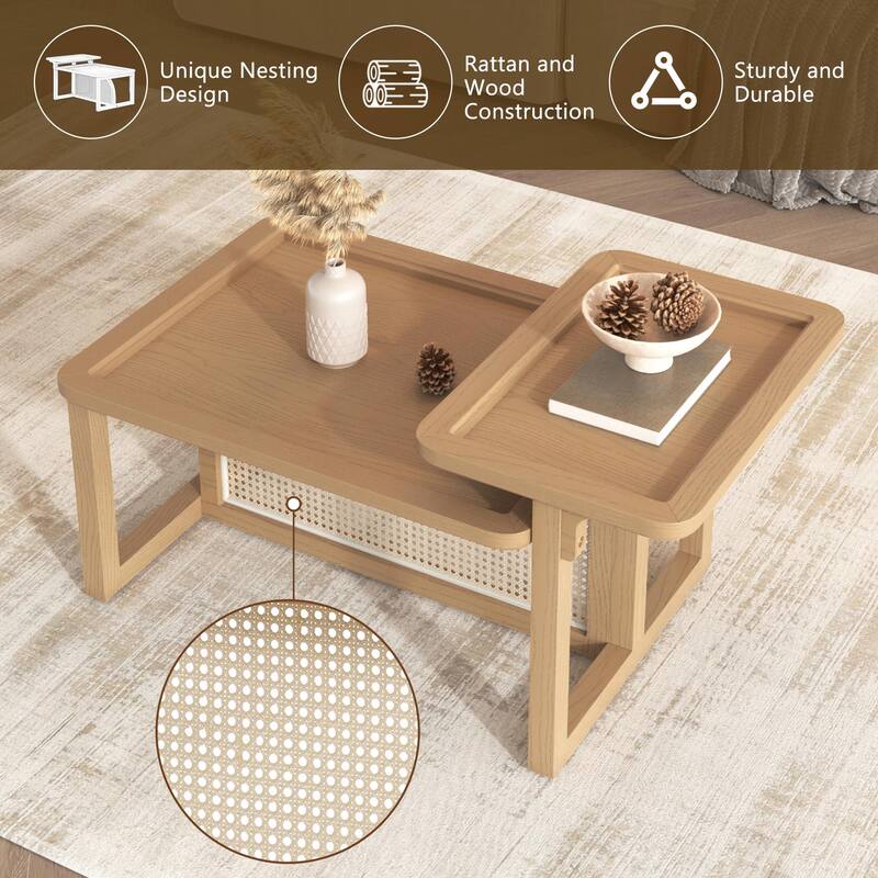 Modern 2-Piece Nesting Coffee Table Set