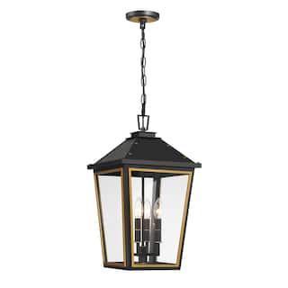 Hawkins 4 Light Matte Black + Textured Gold Outdoor Pendant - 21.5