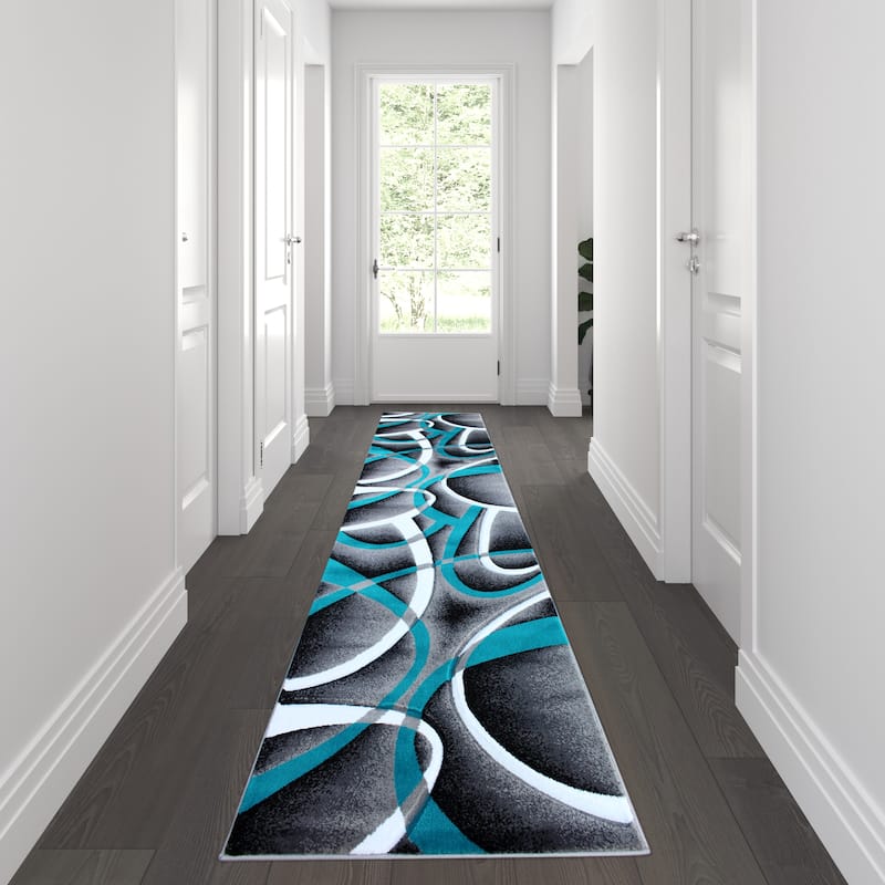 Modern Ribboned Design High-Low Pile Abstract Area Rug