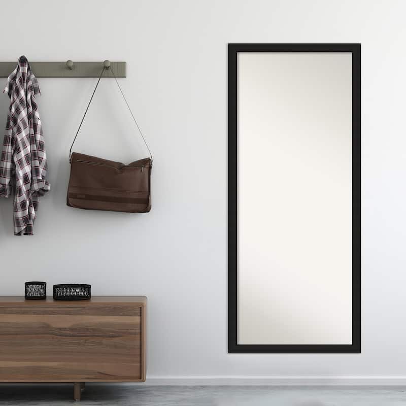 Midnight Black Narrow Non-Beveled Wood Framed Full-Length Floor Leaner Mirror - Midnight Black Narrow - Glass Size 24x60