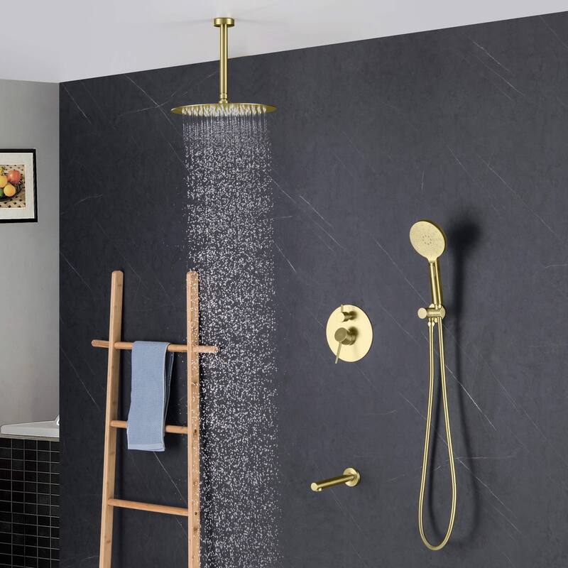 Pressure Balanced Ceiling Mounted 3-Function Shower System with Rough In Valve