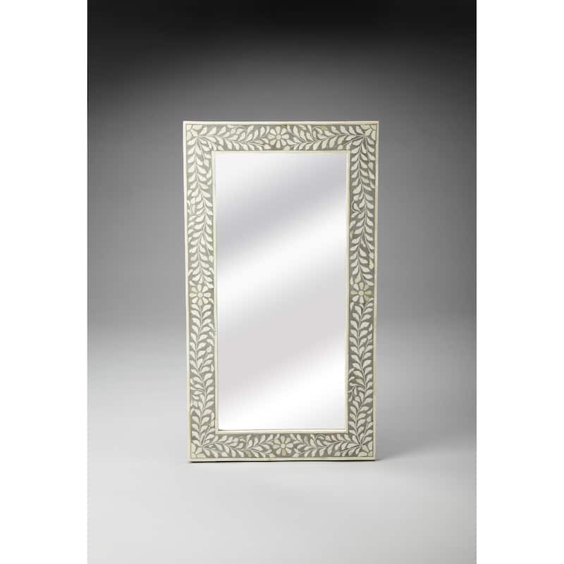 Handmade Butler Bone Inlay Wall Mirror (India) - White/Grey - A
