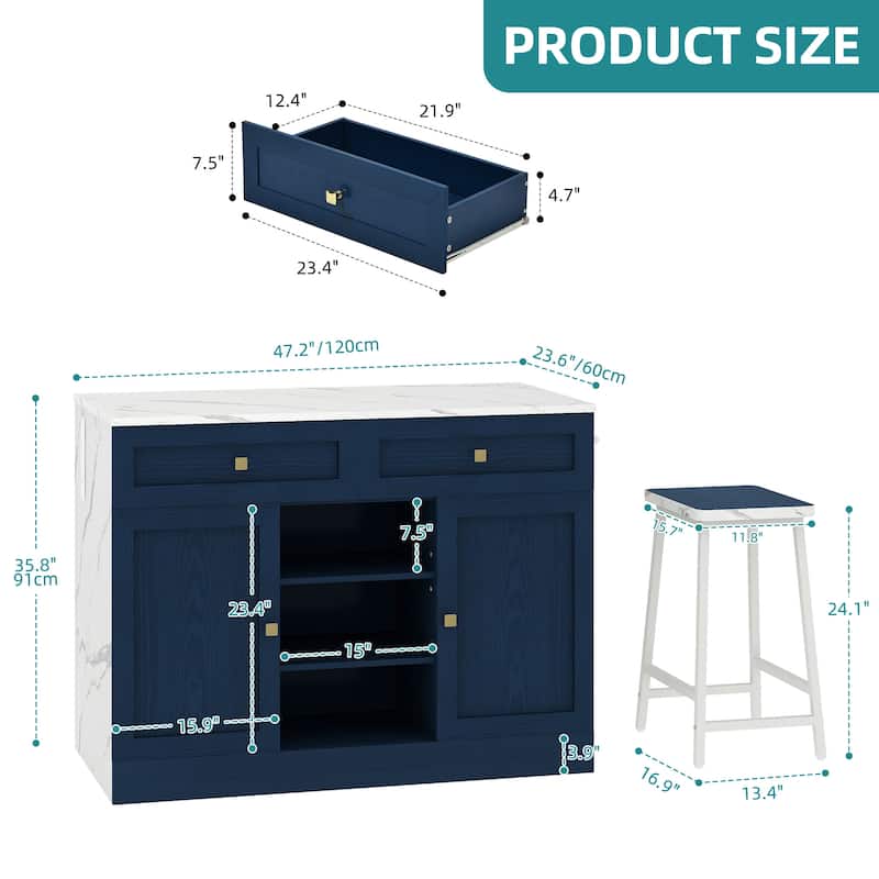 Moasis Modern Kitchen Furniture with Power Outlets, Kitchen Cabinet with Functional Design and White Marble Finish