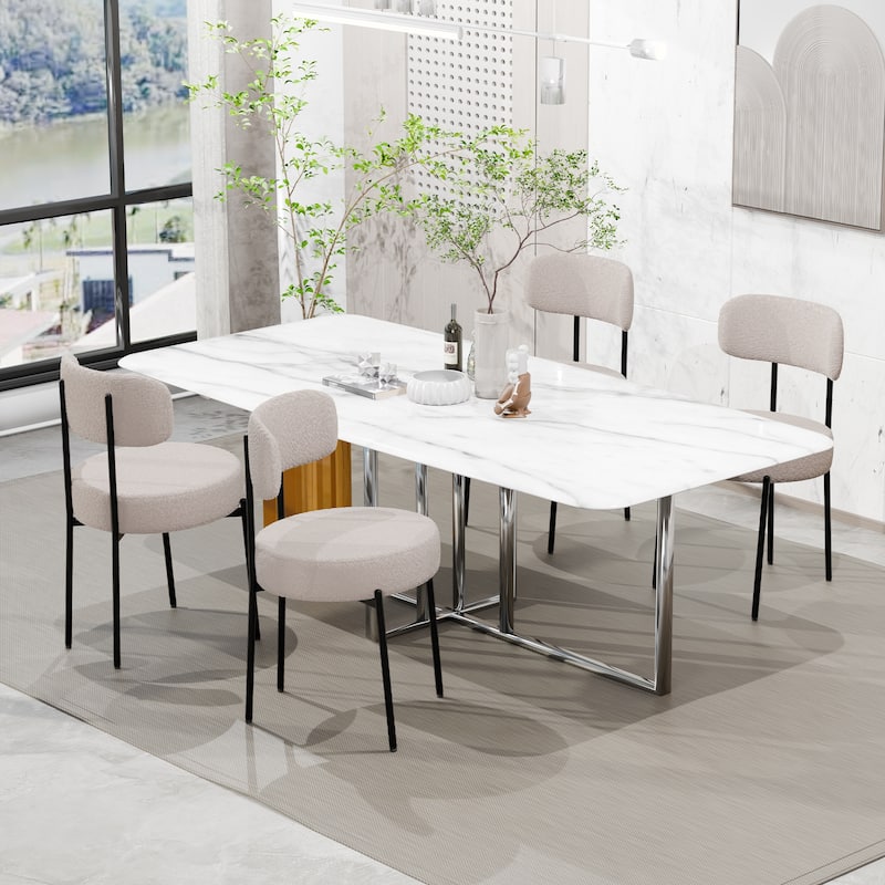 XINMICS Dining Chairs Set of 2/4/6, Mid Century Modern Upholstered Boucle Kitchen Dining Room Chairs - set of 4 - Grey