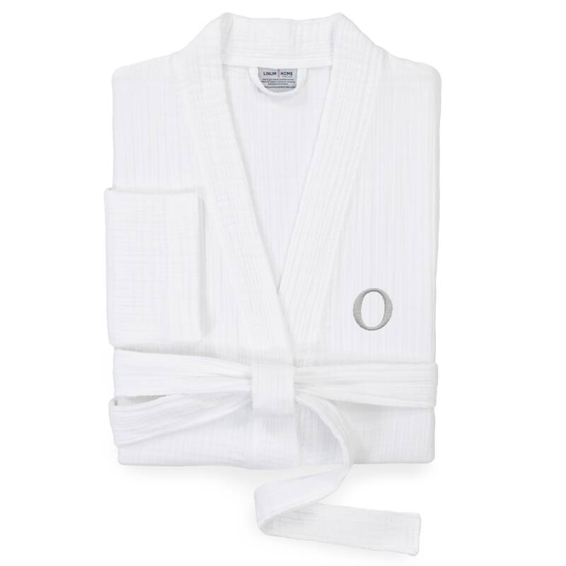 Authentic Hotel and Spa White 100% Turkish Cotton Smyrna Monogrammed Luxury Robe - S/M - O