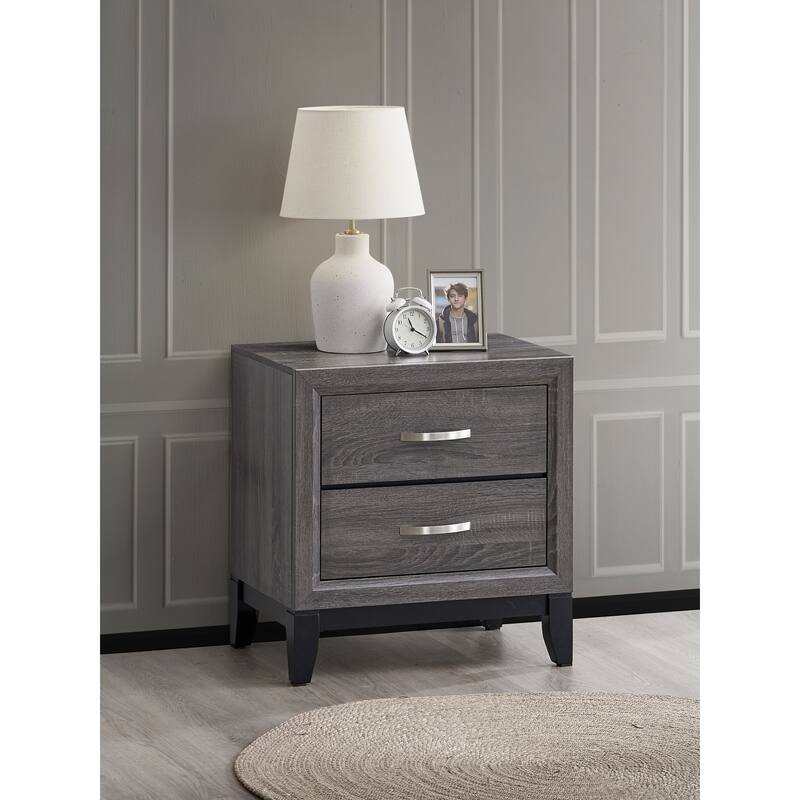 Modern Gray Nightstand with Smooth Drawers - Gray