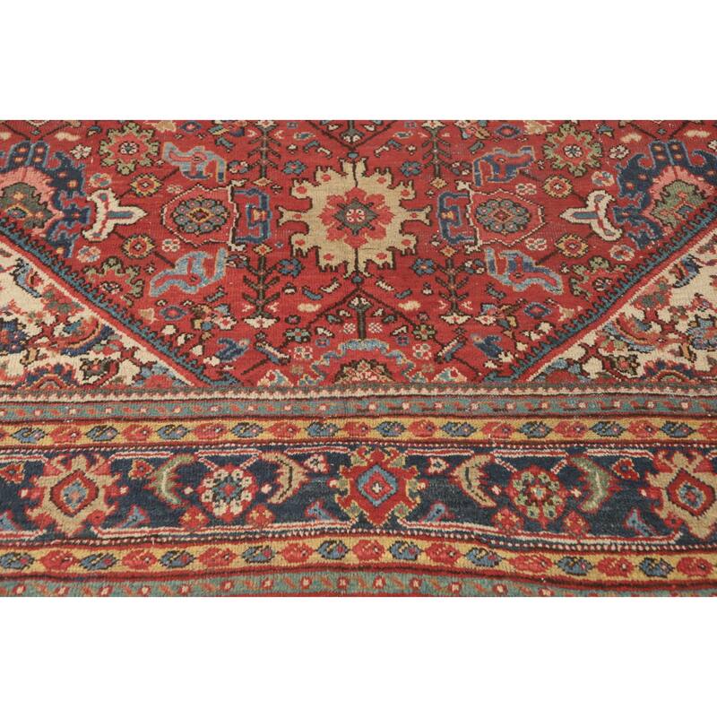 Hand Knotted Oriental 100% Wool Carpet Traditional Floral Red Mahal Area Rug - 12' 0'' X 8' 11''